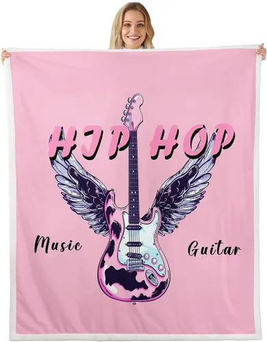 Miniatura 36 de Cowboy Boots Blanket Bohemia Musical Guitar Throw Blanket for Kids Western Rustic Cowgirl Super Soft Wrinkle Sherpa Blanket Music Notes Print 40x50