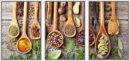 Miniatura 108 de wall26 Lienzo enmarcado para pared, juego de arte de hierbas, verduras y condimentos en madera, alimentos, fotografía cultural, realismo, paisaje