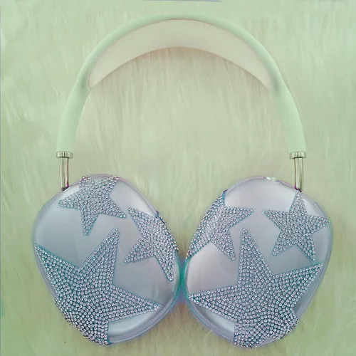 Miniatura 14 de MORWLAT Funda para AirPods Max con Diamantes de Imitación Brillantes Estrellas, Fundas Suaves Bonitas Transparentes y Brillantes para Mujeres