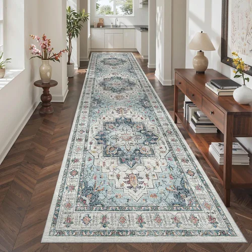Miniatura 258 de Madane Tapete lavable de 2 x 10 pies para pasillo, cocina, recibidor, clásico, suave, antideslizante para interiores, casa de campo, baño, sala