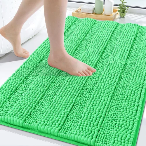 Miniatura 9 de Grandaily Alfombras de baño de felpilla a rayas de 24 x 16 pulgadas, extra gruesas y suaves, absorbentes, parte trasera de goma, alfombra de ducha