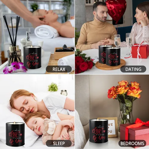 Miniatura 8 de Paquete de 2 velas perfumadas de lavanda para el día de San Valentín, velas de cera de soja de aromaterapia para parejas, padres, esposo, esposa, 9