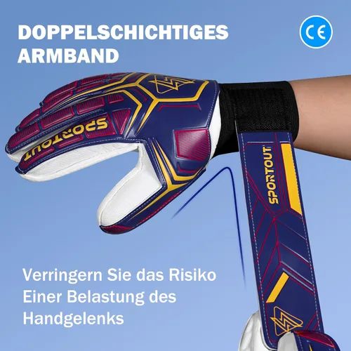 Miniatura 5 de Guantes de portero Sportout, guantes de portero con protección para los dedos, guantes de portero de fútbol transpirables, látex de 4 mm