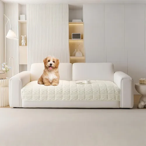 Miniatura 28 de HANDONTIME Funda de sofá de algodón suave apta para mascotas, elegante funda de sofá para mascotas con bordado, protector de sofá para perros