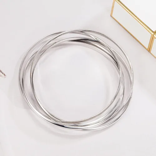 Miniatura 8 de Pulsera de plata de ley 925 para mujer, cinco pulseras apilables de combinación suave de diámetro 60-2.559 -2.677 in de plata maciza en brazalete