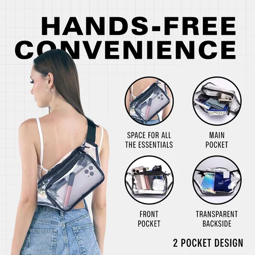 Miniatura 5 de SoJourner Riñonera holográfica Rave Paquetes para festivales de mujeres y hombres Lindas bolsas de moda para cinturón, Transparente, talla única