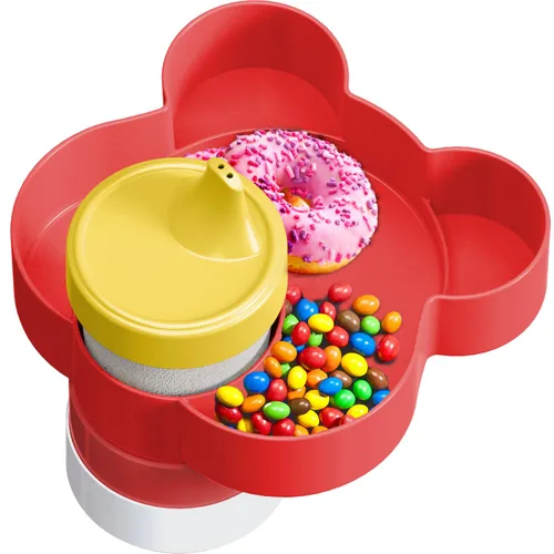Miniatura 9 de Bandeja para asiento de automóvil – Convierte el portavasos en aperitivos, bandeja de juguetes para niños de viaje, giratoria 360 grados (azul)