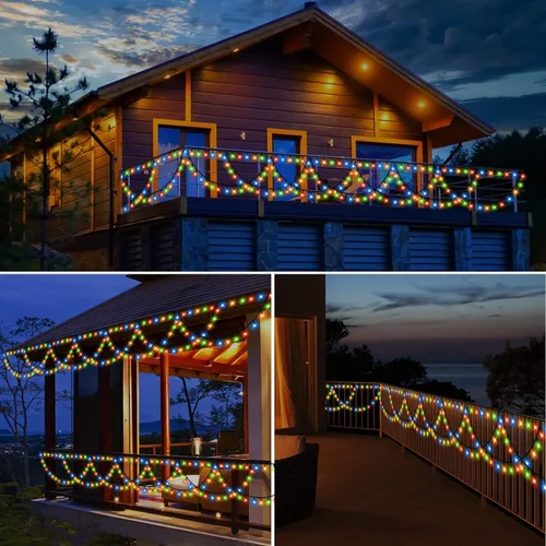 Miniatura 4 de KAZOKU Luces de Navidad para Exteriores e Interiores 40 Pies 380 LED Impermeables Luces de Árbol de Navidad 8 Modos Extensibles Luces de Cadena