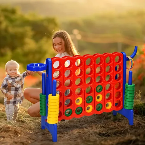 Miniatura 9 de AKUSTIK Juego Giant Connect al aire libre, 4 en una fila Jumbo 4 para marcar para niños y adultos, fiesta familiar, patio, césped, juego de conexión