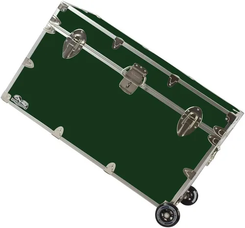 C&N Footlockers - Baúl de almacenamiento de graduados XL con ruedas - Fabricado en los Estados Unidos - Reposapiés de acero para dormitorio