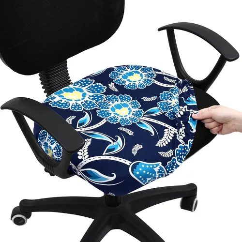 Miniatura 31 de Smiry Fundas elásticas para silla de computadora de oficina, universales, lavables, extraíbles y giratorias, fundas protectoras para asiento + Azul