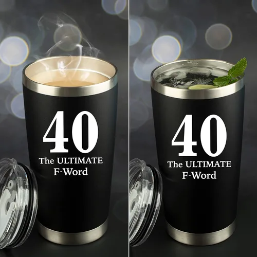 Miniatura 8 de Regalos de 40 cumpleaños 40 is the Ultimate F Word Vaso de acero inoxidable de 20 onzas para hombres, mujeres, marido, esposa, regalo del día