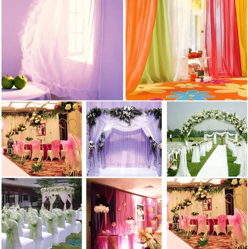 Miniatura 4 de Cortinas de telón de fondo de tul de organza de cristal para bodas, baby shower, fiesta de cumpleaños, decoración de eventos, 19 pulgadas x 30 Negro