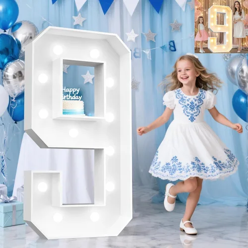 Miniatura 17 de Pooqla Letras de marquesina iluminadas de 3 pies, letras de marquesina con luz LED blanca fría y blanca cálida, letras de mosaico gigante para Letra