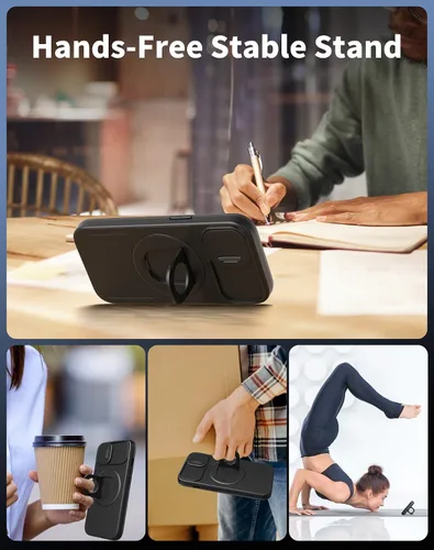 Miniatura 4 de Funda magnética para iPhone 11 Pro compatible con carga inalámbrica MagSafe, con 2 protectores de pantalla, anillo kickstand de 360° integrado +