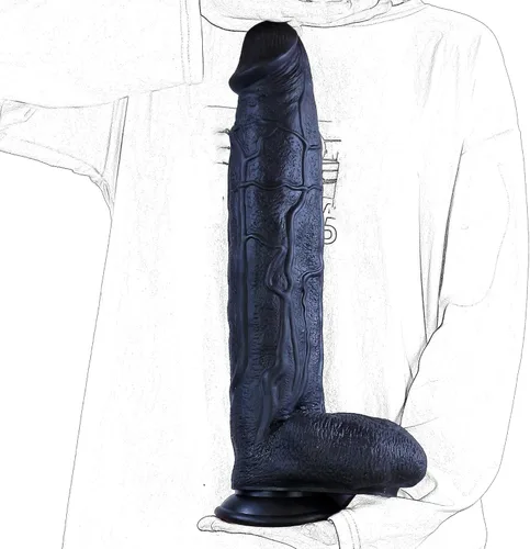 Consolador negro súper enorme de 17.3 pulgadas, consolador de polla larga, monstruo gigante, juguete sexual anal grueso y grande con consoladores de