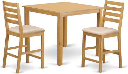 East West Furniture CAFE3-OAK-C - Juego de comedor de 3 piezas de altura de mostrador para espacios pequeños que contiene una mesa de comedor