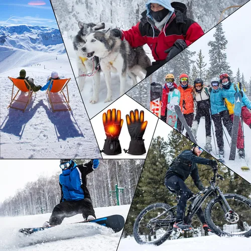 Miniatura 6 de SNOW DEER Guantes térmicos para hombres y mujeres, guantes eléctricos con batería recargable calentados de mano para motocicleta, ciclismo, caza