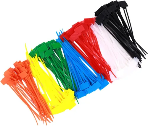 POPETPOP 500 bridas de nailon para cables con etiquetas de etiquetas, sujetadores de alambre autobloqueantes para gestión de cables de oficina en