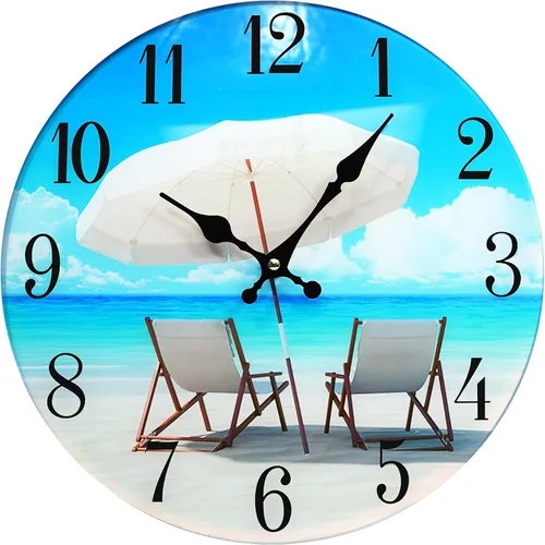 Miniatura 2 de 13" Reloj Dolphin Sunset de vidrio