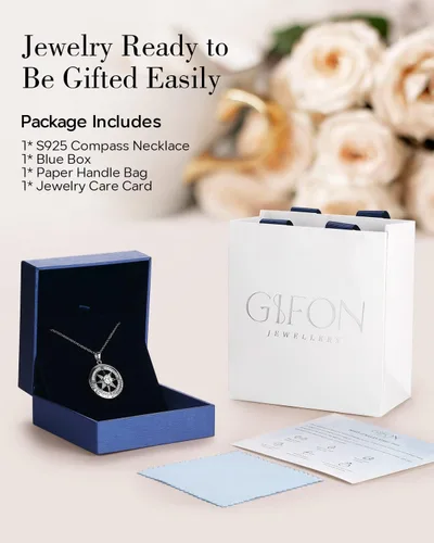 Miniatura 5 de S925 Necklace Gift for Wife Compass Jewelry Women Anniversary Sterling Silver Girlfriend Birthday Gifts for Her Valentines I'd be Lost without You