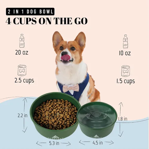Miniatura 3 de AVERYDAY Cuencos de viaje para perros de 30 onzas con tapas, cuencos portátiles 2 en 1 para alimentos y agua, cuenco de agua y comida para perros