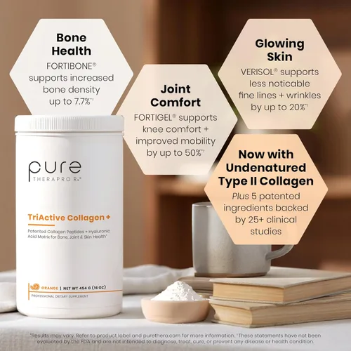 Miniatura 4 de Pure Therapro Rx TriActive Collagen+ Orange, colágeno en polvo para cabello, piel, uñas, huesos y articulaciones, colágeno en polvo hidrolizado