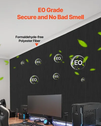 Miniatura 4 de VEVOR Paquete de 5 paneles acústicos autoadhesivos, paneles de espuma a prueba de sonido de 47.2 x 23.6 x 0.4 pulgadas, paneles de pared de fibra