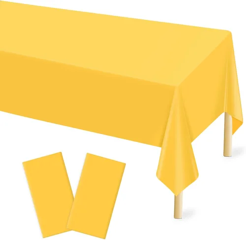 Miniatura 10 de Mulbozy 2 piezas de mantel de plástico negro para mesa rectangular, 54 × 108 pulgadas, fundas desechables de mesa para fiestas negras