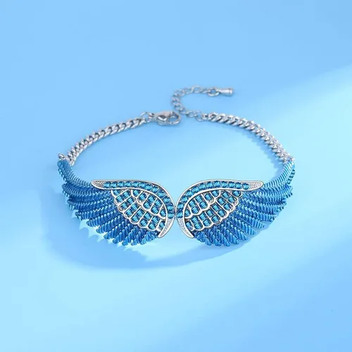 Miniatura 7 de Pulseras de alas angulares para mujer, pulsera de cadena ajustable chapada en plata, brazalete de ala de ángel para mujer, cumpleaños, Navidad, día