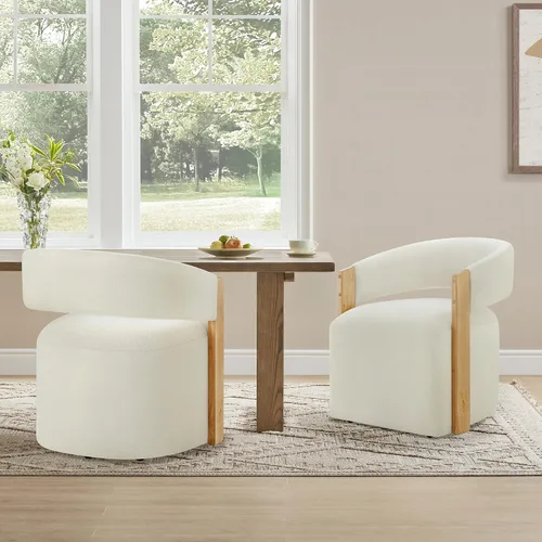 Miniatura 8 de KISLOT Juego de 4 sillas de comedor tapizadas, sillas de comedor modernas con ruedas, sillón de madera lateral de cocina con asiento de cojín