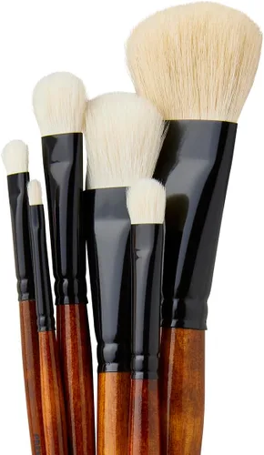 KINGART 1050A Premium 6 Pc. Juego de pinceles planos ovalados para artista, pelo de cabra natural súper suave, mango corto, 6 tamaños para aceite,