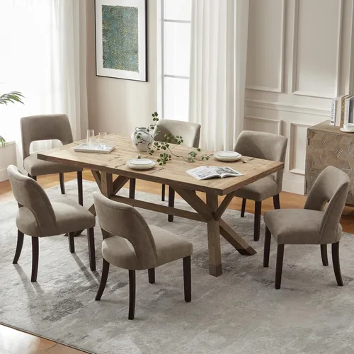 Miniatura 19 de VKNOW Juego de 2 sillas de comedor modernas, tapizadas de piel sintética, sillas de comedor, sillas de cocina, sillas de cena de granja para cocina