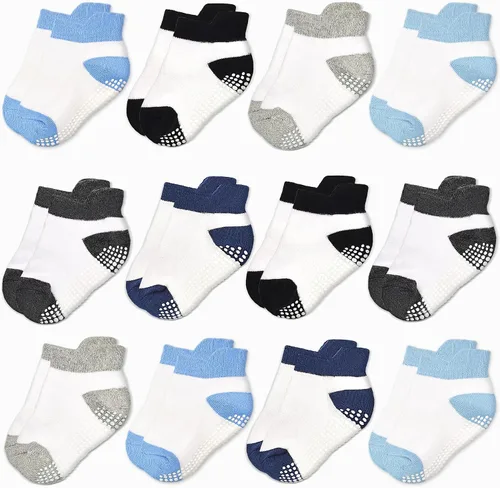 Miniatura 10 de HYCLES Calcetines para niña, 12 pares de calcetines antideslizantes para niñas de 1 a 7 años