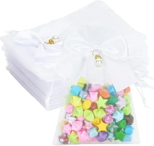 Miniatura 7 de G2PLUS - 30 bolsas de organza rosa de 4 x 6 pulgadas, bolsas de regalo para bodas en color rosa, bolsas transparentes de malla para joyas con cordón