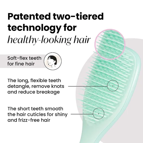 Miniatura 5 de Tangle Teezer Cepillo desenredante fino y frágil, elimina nudos y reduce la rotura, grande y tamaño de viaje, azul y menta