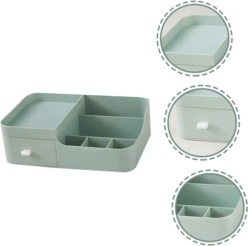 Miniatura 2 de minkissy Caja de almacenamiento de escritorio para el cuidado de la piel, maquillaje, tocador, joyero, organizador de cosméticos, vitrinas