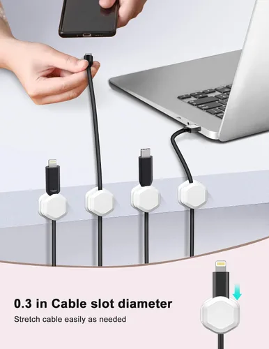 Miniatura 3 de 12 paquetes de clips magnéticos para cables - Soporte para cables - Organizador de cables para escritorio - Organizador de cables magnético, soporte