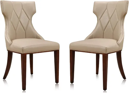 Miniatura 15 de Manhattan Comfort Reine MDining - Juego de 2, asientos tapizados con costuras de diamante, marco de madera de haya maciza, base de 4 patas, altura