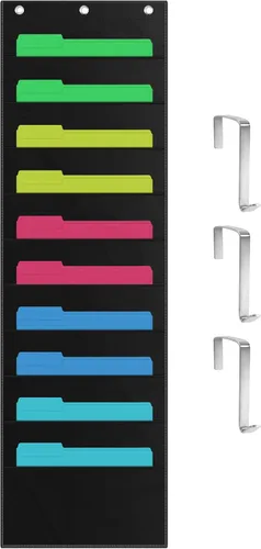 ZKOO Organizador de archivos de pared colgante de 10 bolsillos para papel tamaño A4/documentos legales/tamaño carta, organizador de correo de pared