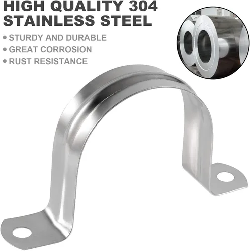Miniatura 3 de HOZEON 100 correas de tubo de acero inoxidable de 1-1/2 pulgadas, M40 fuerte y duradera, soporte en U de dos agujeros, abrazadera rígida para fijar