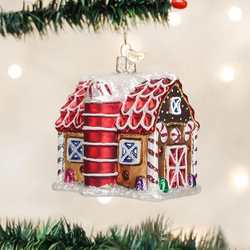 Miniatura 2 de Old World Christmas Adorno de Granero de Pan de Jengibre Soplado en Vidrio para Árbol de Navidad, Decoración Navideña Artesanal, Colección de Pan