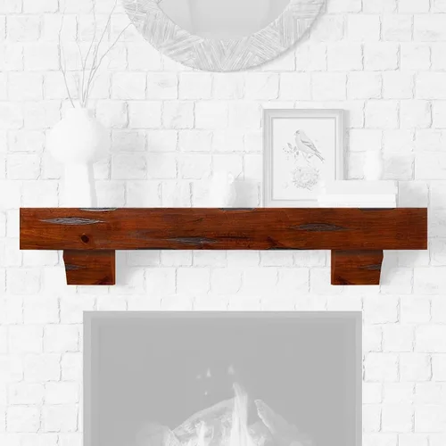 Miniatura 9 de MANTELSDIRECT Breckenridge - Estante de chimenea de 48 pulgadas con ménsulas - Estante rústico flotante para chimenea - Rubio - Estante de madera