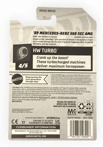 Miniatura 2 de Hot Wheels '89 Mercedes Benz 560 Sec AMG, HW Turbo 4/5 [Negro] 150/250
