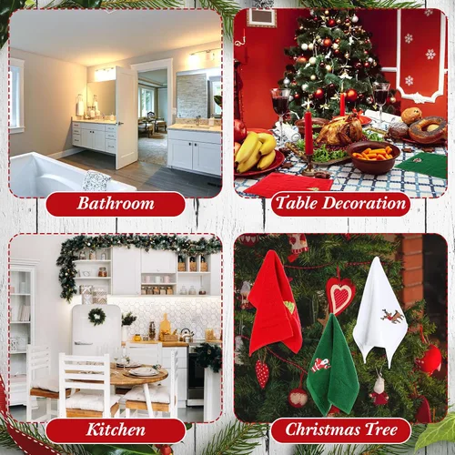 Miniatura 5 de Ganeen 6 toallas de mano navideñas para baño, 12 x 18 pulgadas, juego de toallas de cocina de muñeco de nieve azul, juego de toallas decorativas
