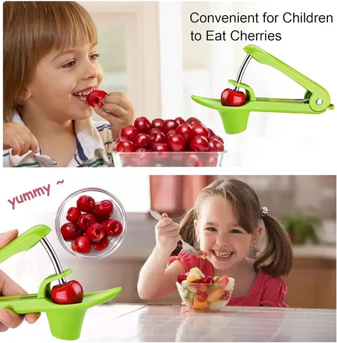 Miniatura 2 de Herramienta de descarador de cerezas, removedor de núcleo de semillas de cerezo resistente, herramienta removedor de deshuesador de cereza con Verde