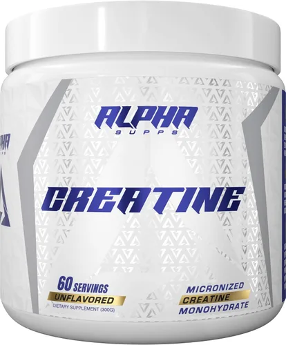 Alpha Supps - Polvo de monohidrato de creatina alfa favorece el crecimiento muscular | Micronizado | Sin sabor | 10.58 oz - 60 porciones