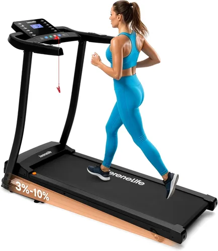 Miniatura 9 de SereneLife Treadmill with Incline & Handle Bars Compact Portable Walking Pad & Treadmill for Home/Apartment Wide Running Belt 40" x 16" Gris