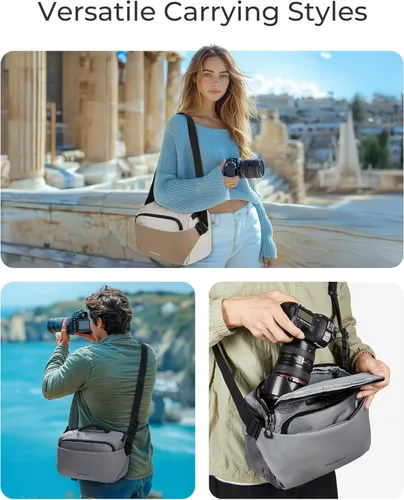 Miniatura 7 de BAGSMART - Bandolera para cámara pequeña, bolsos para cámara para fotógrafos con soporte para trípode, bolsas para cámara DSLR/SLR/sin espejo