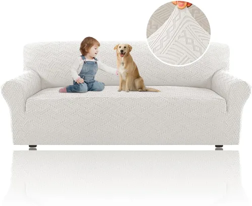 Miniatura 19 de H.Versailtex 2025 Fundas de sofá Jacquard para sofá de 3 cojines, 1 pieza de fundas elásticas para sofá, protector de muebles antideslizante, suave